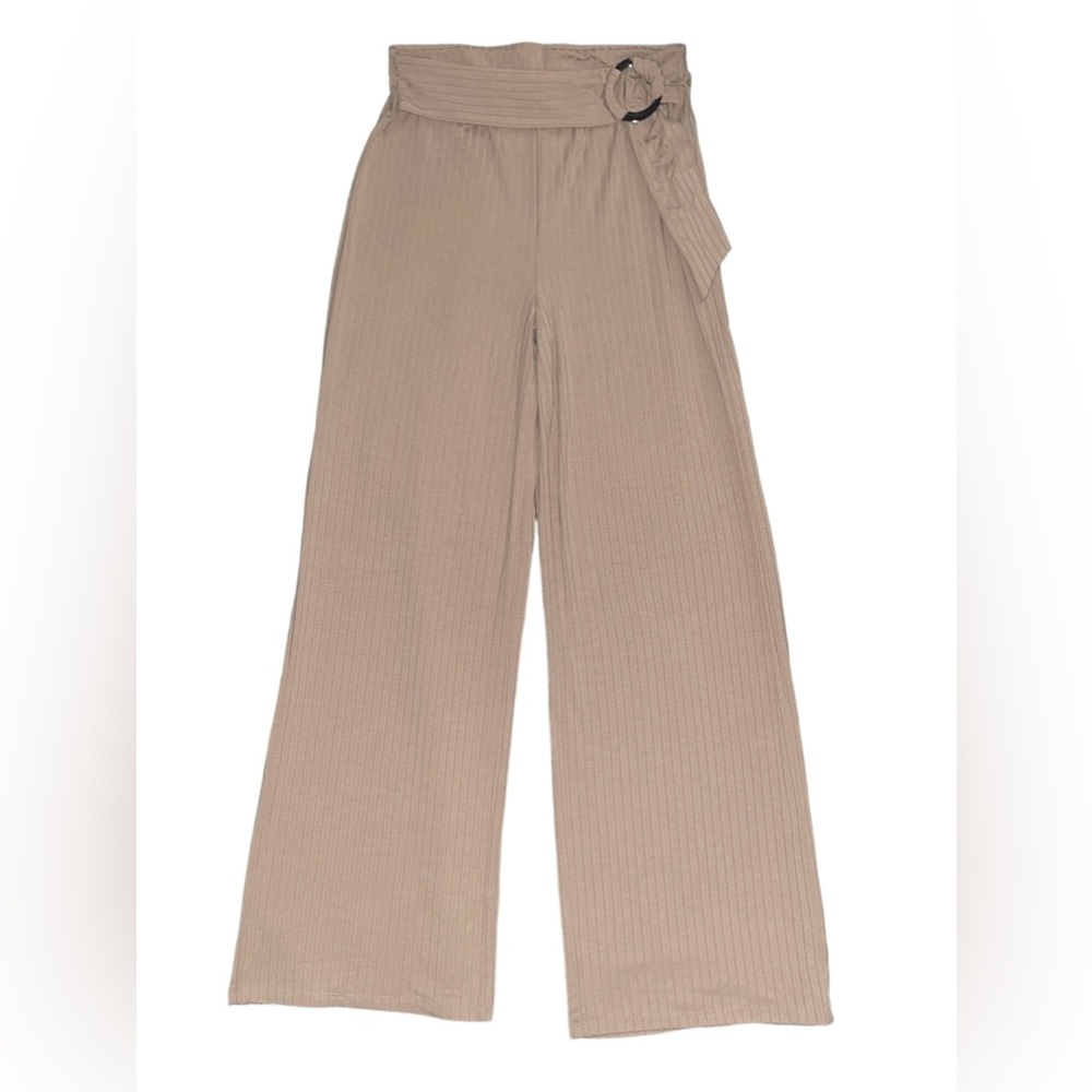 Almost Famous Tan Color Wide Leg Pants- Size Medium, Silver Ring on Side
